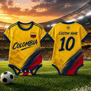 Personalized Colombia Baby Soccer Bodysuit, Custom Name Football Baby Onesie, Colombia Inspired Infant Jersey, Sports Fan Gift