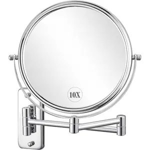 8 Inch Wall Mounted Magnifying Mirror with 10x Magnification, Double Sided Vanity Makeup Mirror for Bathroom, Chrome Finished