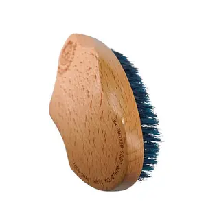 JIGGSAWMILLIONS Natural Wood Brush, Medium Wave Drop Brush, Nylon Blue Bristle Curved Brushes, HAIR Brush For Men and Women