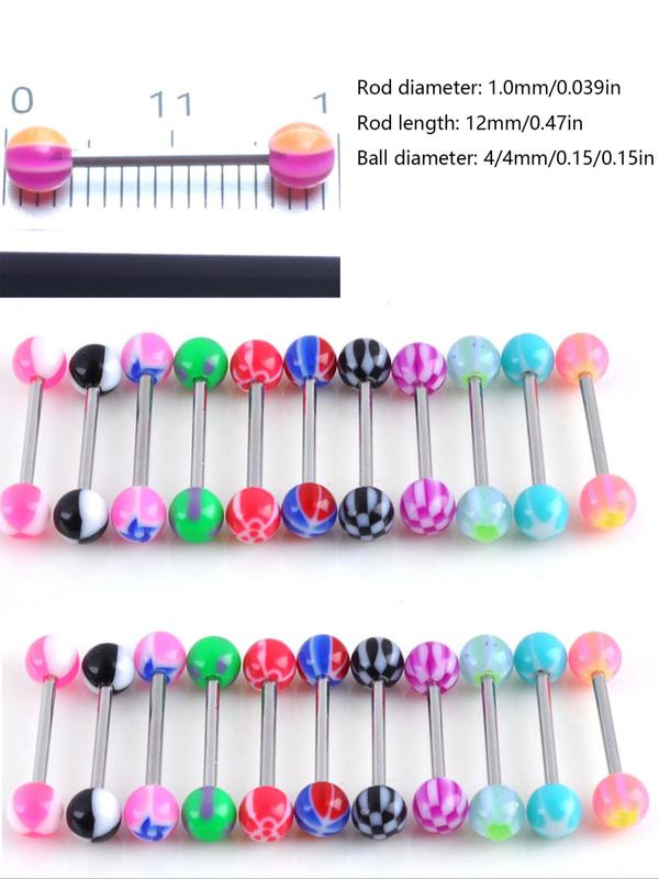 100pcs Stainless Steel Body Jewelry Set, Belly Rings Tongue Piercings Eyebrow Nose Lip Studs, 20 Models, Casual Colorblock Style, Nose Piercings Kit