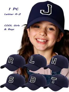 Children, Cute Letter Pattern, Adjustable Brim, Kids Sun Hat, Outdoor Accessories, Lightweight Vintage Style, Fun Sports Hat, Customizable Hats
