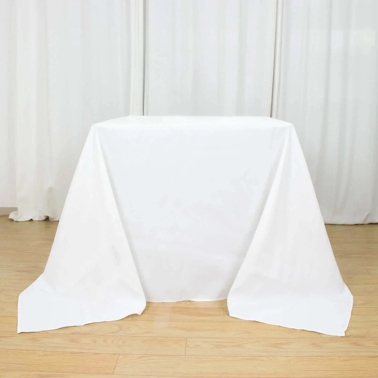 Premium Polyester Square Tablecloth, 90"x90" White 220GSM - Wrinkle-Resistant, Durable Outdoor Table Cover for Weddings, Special Occasions, Party Decorations