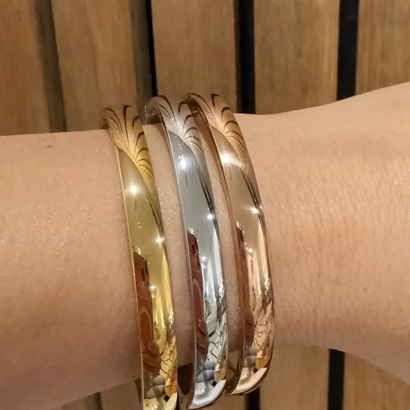 Stainless Steel Bracelets Set of Three in Gold Silver and Bronze 2 mm Thick for Everyday Wear