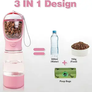 3-In-1 Portable Dog Water Bottle, Leak-Proof Travel Water & Food Container, Reusable Outdoor Pet Waterer, Suitable for Cats and Dogs，Suitable for Cats and Dogs