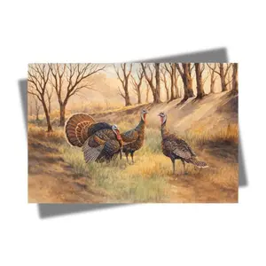 Vintage Wild Turkey Poster, Wildlife Bird Illustration Print, Rustic Hunting Lodge Wall Art