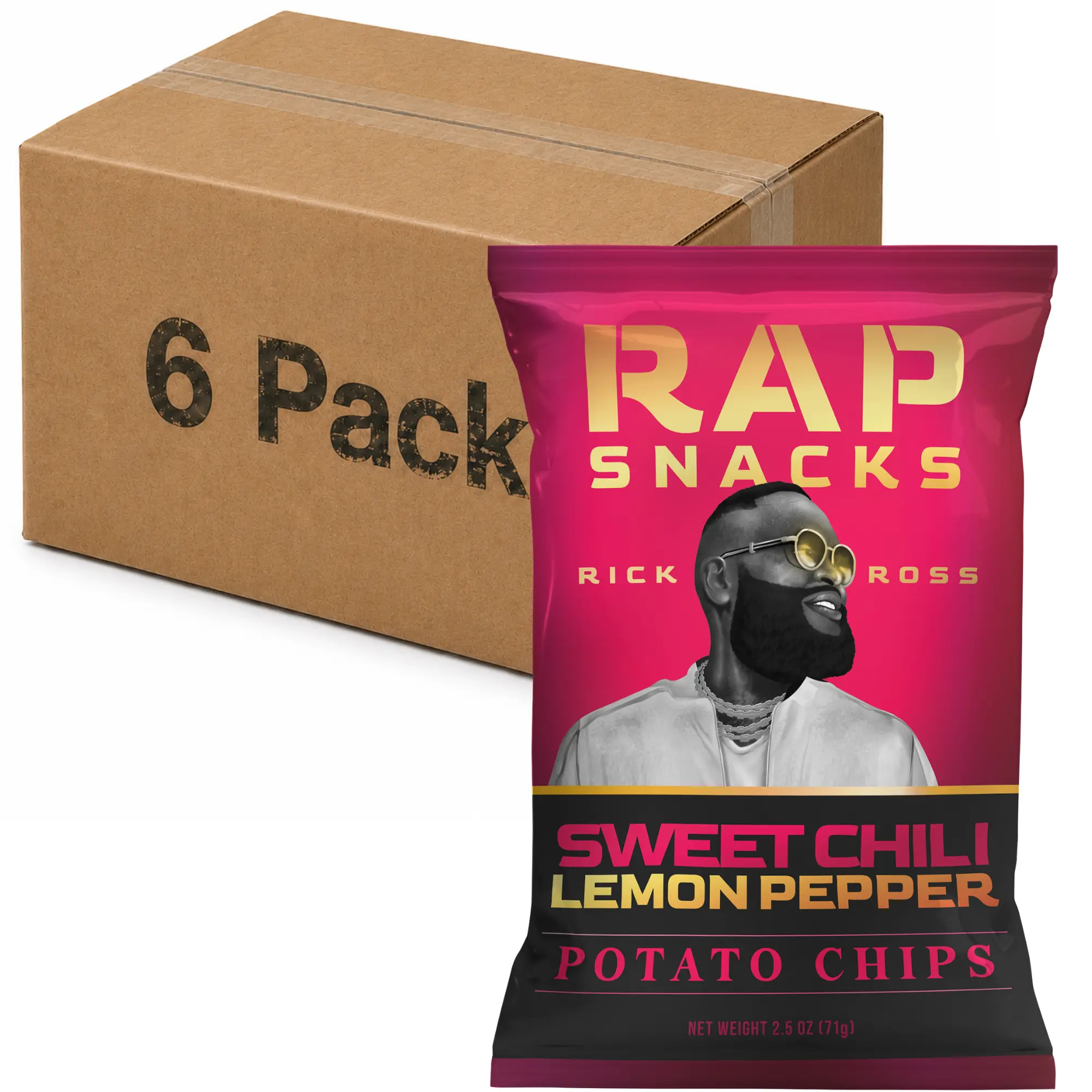 Rap Snacks Rick Sweet Chili Ross Lemon Pepper Potato Chips 2.2oz Cup (Pack of 6)