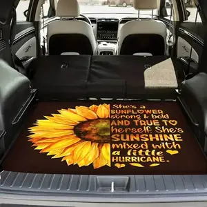 1pc Fashionable Car Trunk Mat with Sunflower Design, Car Interior Accessory, Non-Slip and Waterproof, Easy to Clean, Suitable for All Seasons, Perfect for SUVs/Small Vans, Unisex, Ideal Holiday Gift, Car Mats