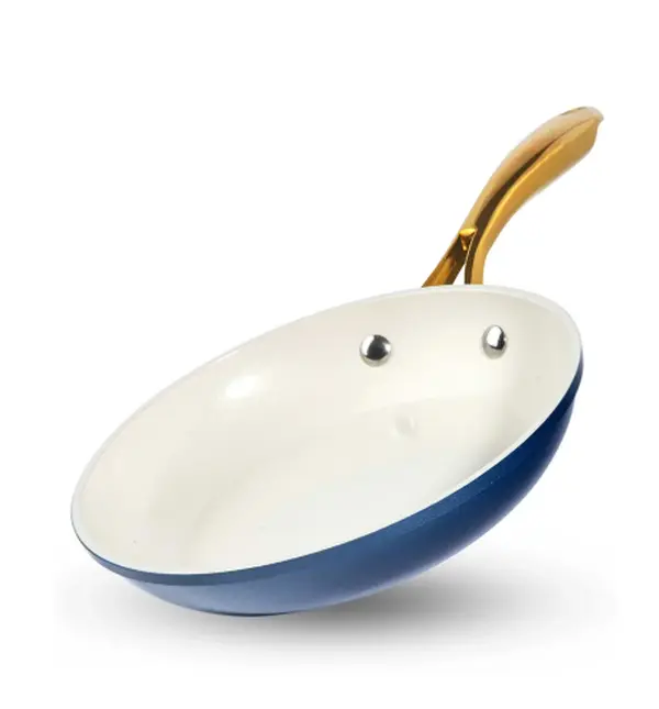 Gotham Steel Ultra Performance Ceramic and Aluminum Non-Stick 12" Frying Pan - Navy with Gold Handles