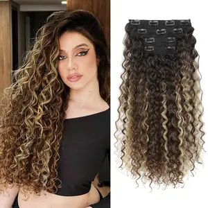 AISI HAIR Extensiones de cabello sintético rizado con clip de 50 cm para mujer | Aspecto natural y volumen asequible | Varios tonos disponibles | Postizos ondulados de fácil aplicación