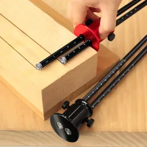 Double Head Wheel Marking Gauge, Aluminum Parallel Line Drawing Tool, Woodworking Marking Scriber Ruler with Graduated Inch & MM Scale