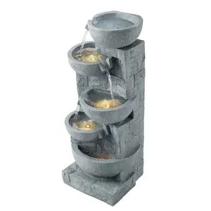 VEVOR Outdoor Water Fountain, 36.5 in Height Fountain and Waterfall, 2-Tier Floor Standing Rock Base Style Fiberglass and Resin Fountains with Pump, for Outdoor Indoor Garden, Home, Patio BackyardVEVOR Super Brand Day