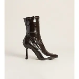 Sleek Stride Faux Leather Stiletto Booties
