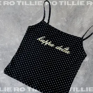 Polka Dot Sorority Tank - B&W Dotted Pale Yellow Print | Made in USA, Buttery Soft Tank