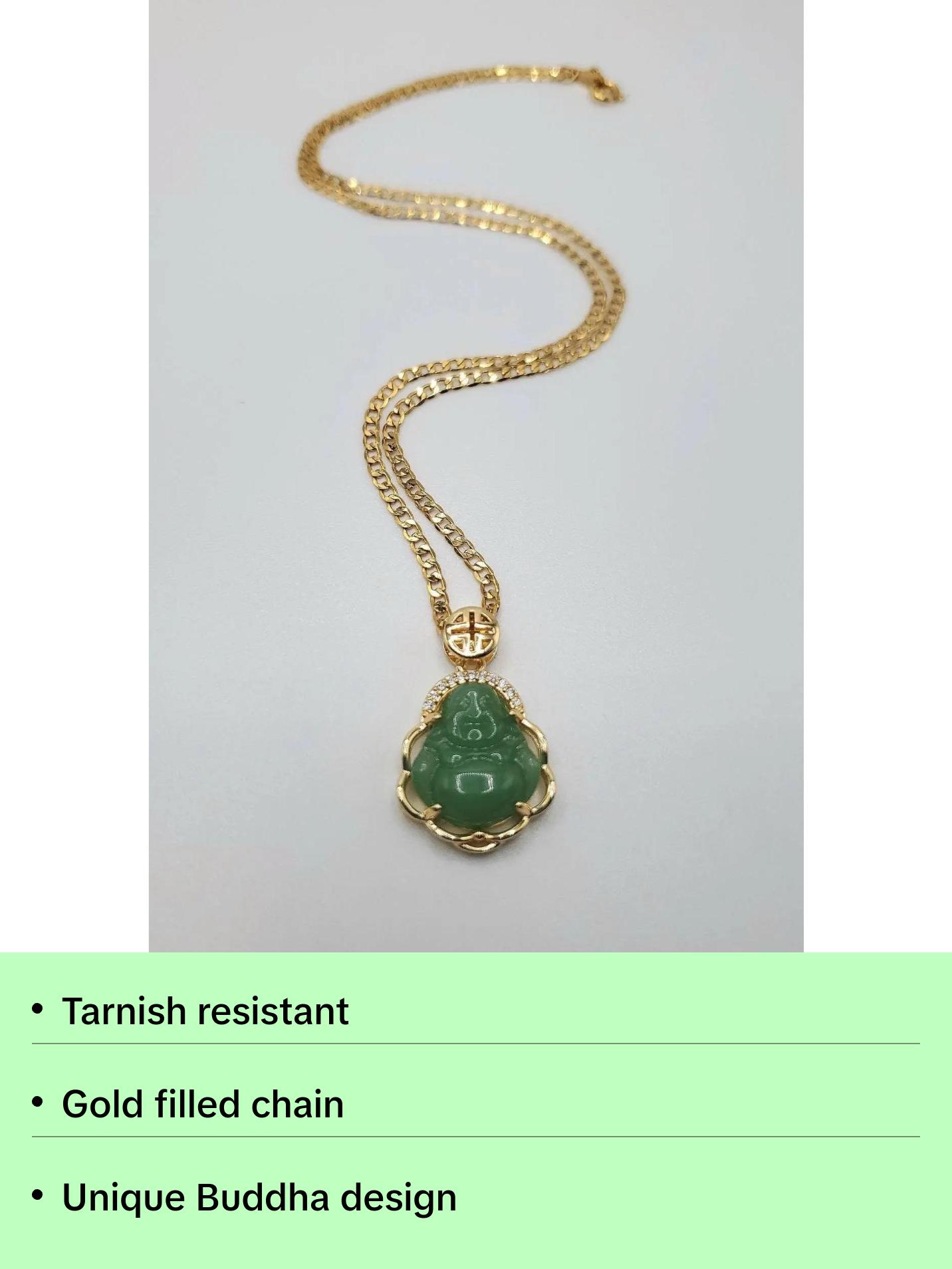 Jade Buddha pendant necklace green