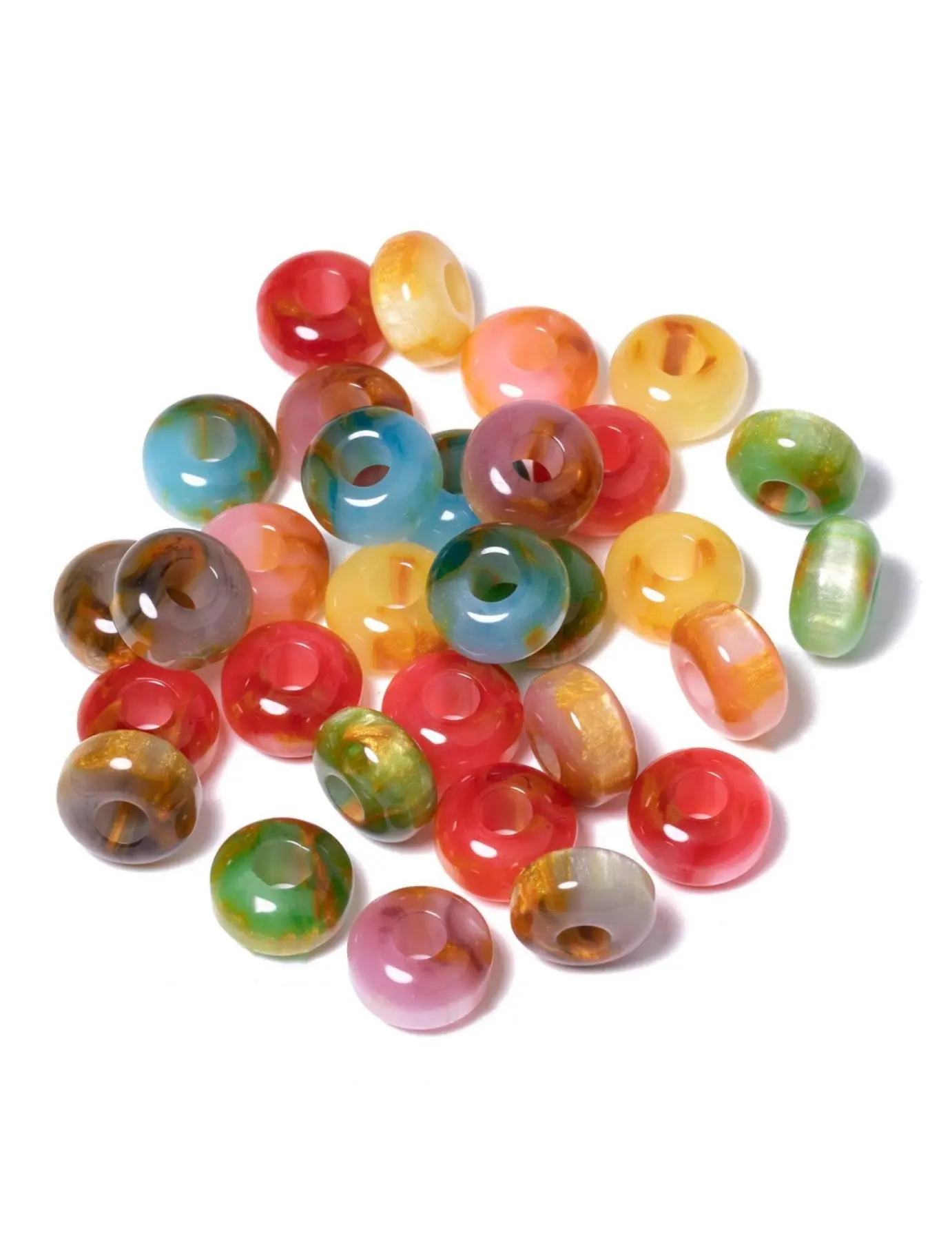 50pcs Large Hole Abacus Beads Bracelet, DIY Jewelry Making Supplies, Handmade Craft Materials, Decorative Beads, Unique Shape Abacus Beads for Fashion Accessories