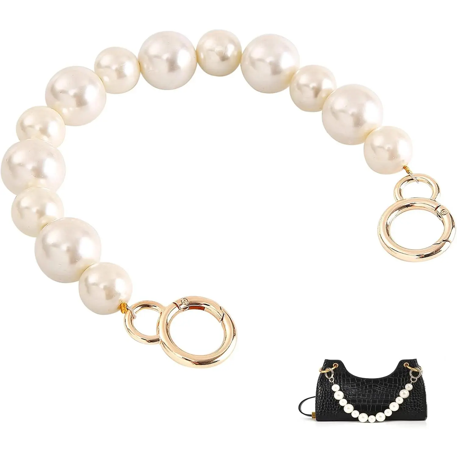 DIY Sturdy Large Imitation  Bead Purse Handle Strap Bag Charms Handbag Chain Replacement Accessories Decoration