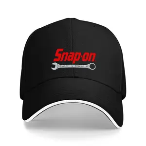 1pc Snap-On Logo Baseball Cap - Black with Red & White Wrench Design, Durable Polyester, Adjustable Fit for All Seasons, Perfect Gift for Men, Sports Cap |   Adjustable Cap |   Polyester
