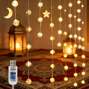90led Crystal Ball Curtain Lights String, Hanging Indoor and Outdoor Use Decor Ambient Lighting Atmosphere Light, 8 Flash Modes, Soft Warm Ambiance, Soft Warm Glow, No Harmful Chemicals