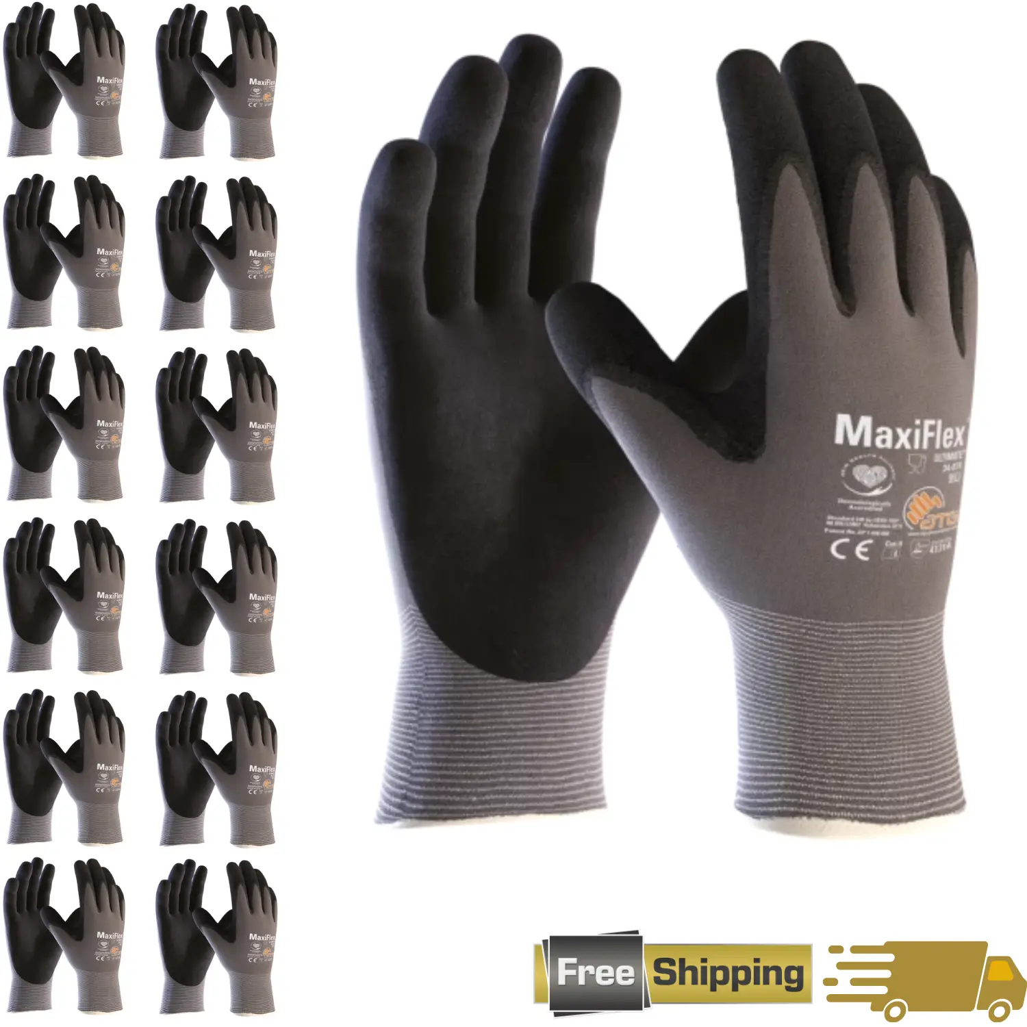 12 Pairs MaxiFlex Work Gloves – Guantes de Trabajo MaxiFlex – Micro-Foam Nitrile Coated – Breathable, Durable, Anti-Slip for Construction, Gardening p