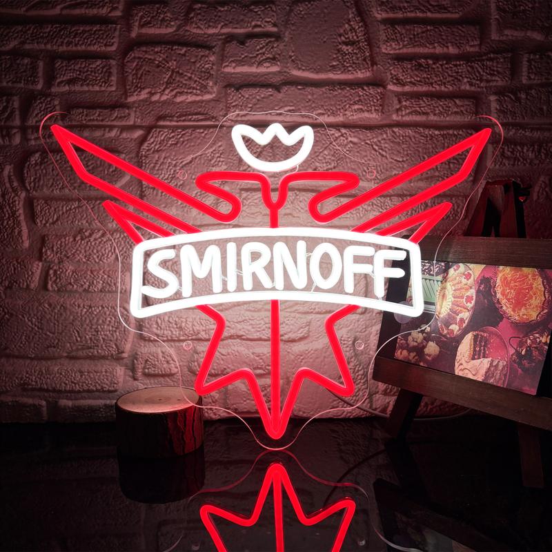 Smirnoff Vodka Beer Neon Signs for Wall Decor Neon Lights for Bedroom Led Signs Suitable for Man Cave Bar Pub Restaurant Christmas Birthday Party Gift Led Art Wall Decorative Crs Light Bar Sign, 5V Usb Power