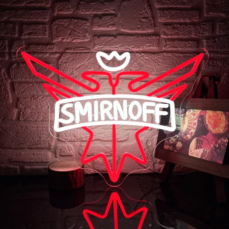 Smirnoff Vodka Beer Neon Signs for Wall Decor Neon Lights for Bedroom Led Signs Suitable for Man Cave Bar Pub Restaurant Christmas Birthday Party Gift Led Art Wall Decorative Crs Light Bar Sign, 5V Usb Power