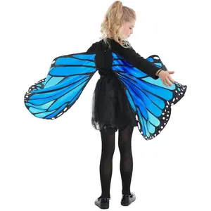F-X5 Kids Monarch Butterfly Cape Wings in Blue - One Size Magical Play Costume
