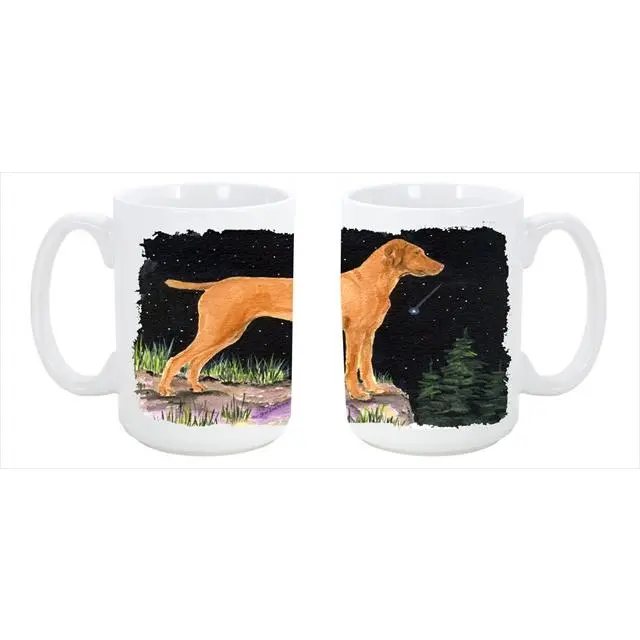 Starry Night Vizsla Dishwasher Safe Microwavable Ceramic Coffee Mug 15 oz.