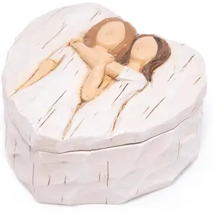 Heart Shaped Jewelry Box with "Love You Sis. ", Resin Friendship Keepsake Trinket Box Decor with Wood Carved Effect, Meaningful Gift for Sister Birthday, G