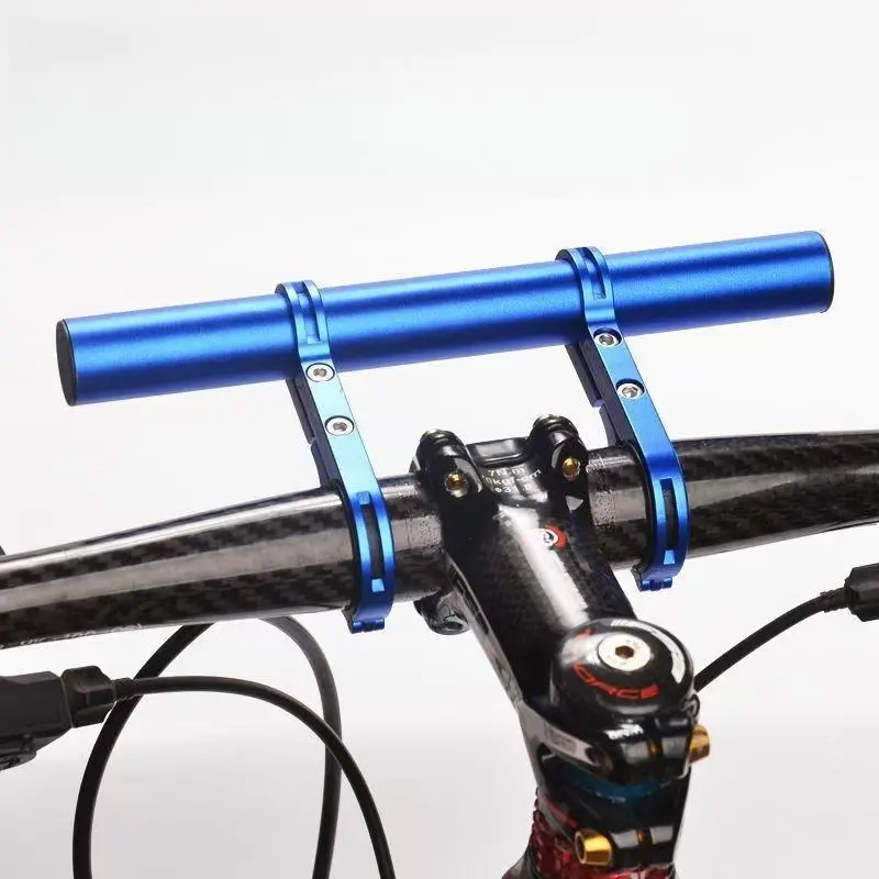 Bike Handlebar Extender, Aluminum Alloy Double Bracket Mount with Secure Grip for 31.8mm & 25.4mm Handlebars, Fits Road/Mountain Bikes, Easy Install