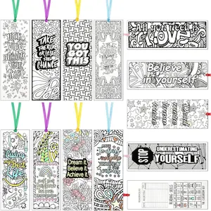 Inspirational Bookmarks Bulk DIY Coloring Bookmarks Double-Sided Motivational Page Clip Personalized Inspirational Book Marker for Stationary Party (120 Pieces)