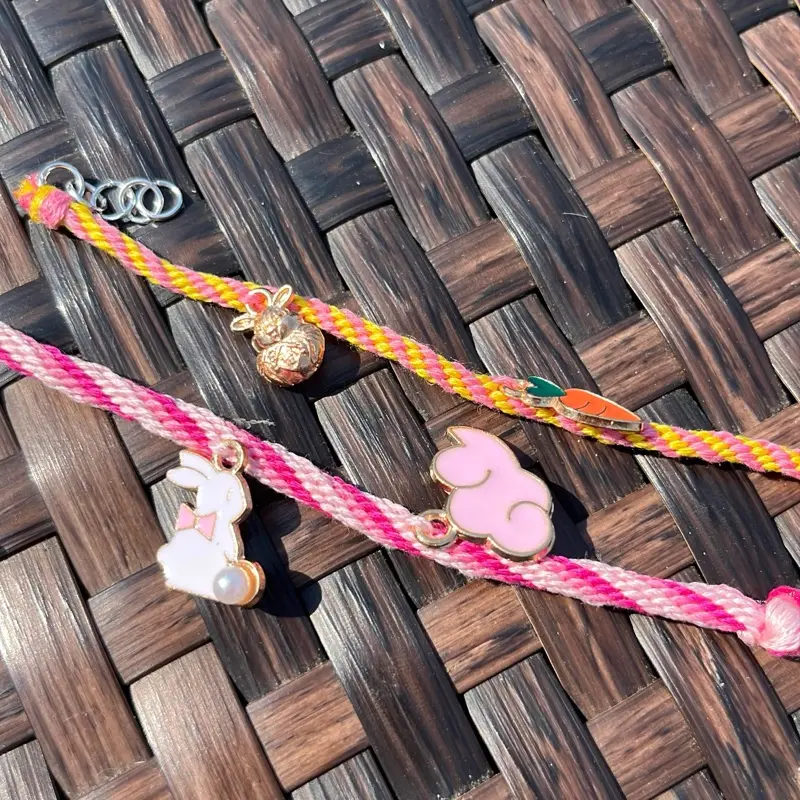 Bunny Embroidered Charm Bracelet