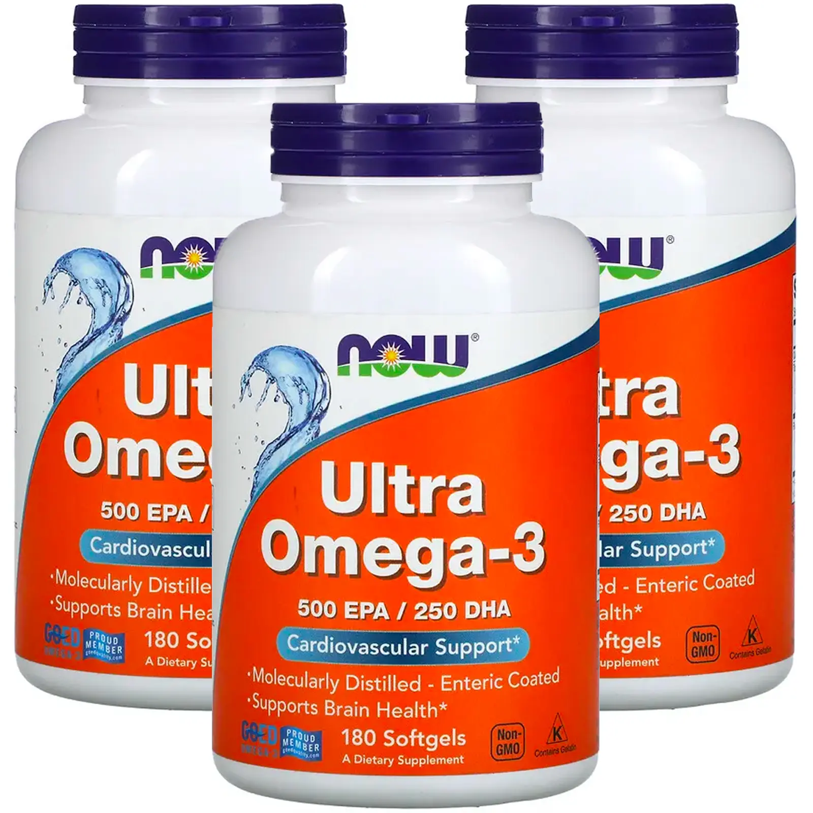 NOW Foods Now Foods, (3 Pack) Ultra Omega-3, 500 EPA/250 DHA, 180 Softgels