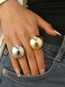 18K Gold-Plated Minimalist, Statement-Style Chubby Spherical Open-Finger Ring – Unisex Couple's Ring – Versatile Everyday Accessory