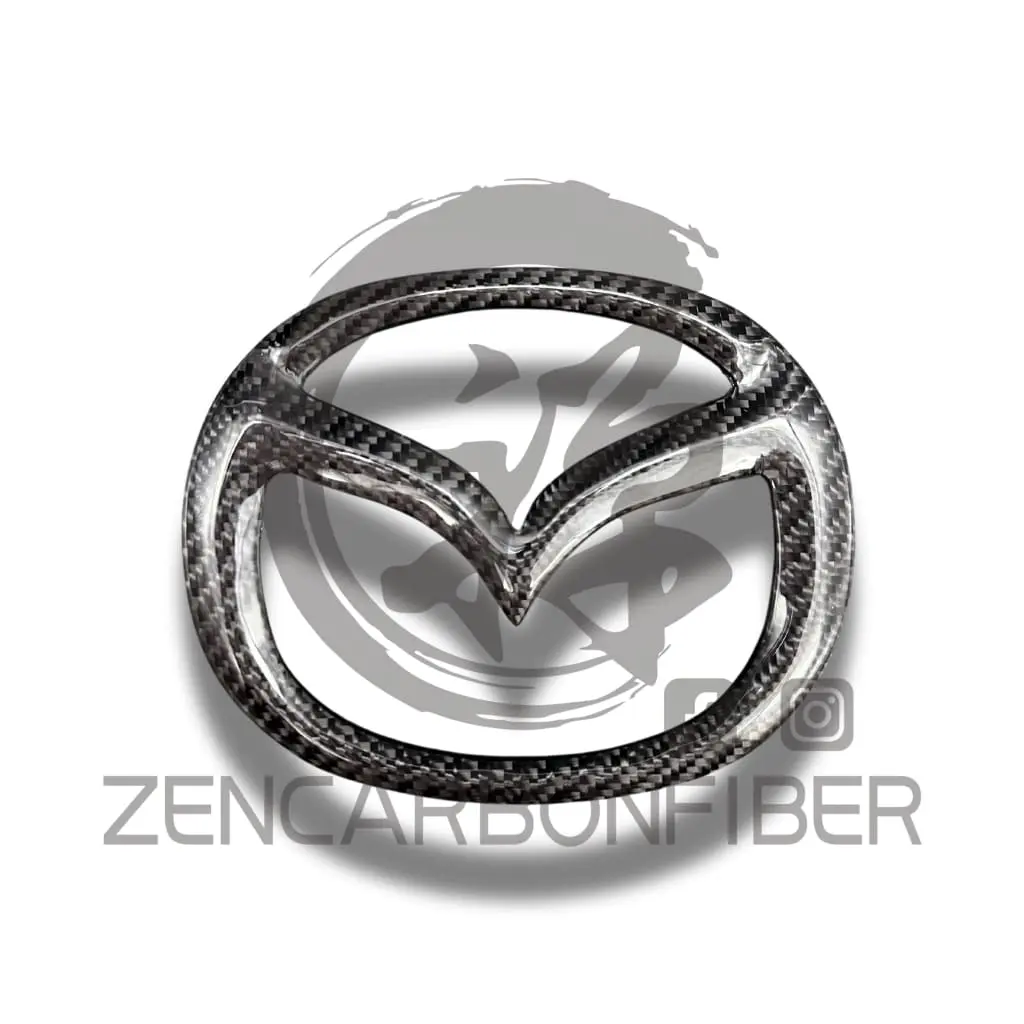 Carbon Fiber Front Emblem Replacement for 2003-2015 Mazda3/Mazda6, Glueless, Authentic Weave, Gloss Finish, 6-Month Durability, Visual Upgrade Car Exterior Sticker Accessory