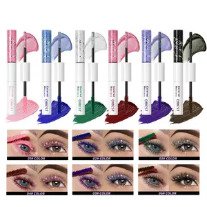 Double-Ended Eyelash Mascara, Diamond Colorful Lashes, Shiny Pearl Matte Finish, Long Curl Waterproof Smudgeproof, Makeup Essential