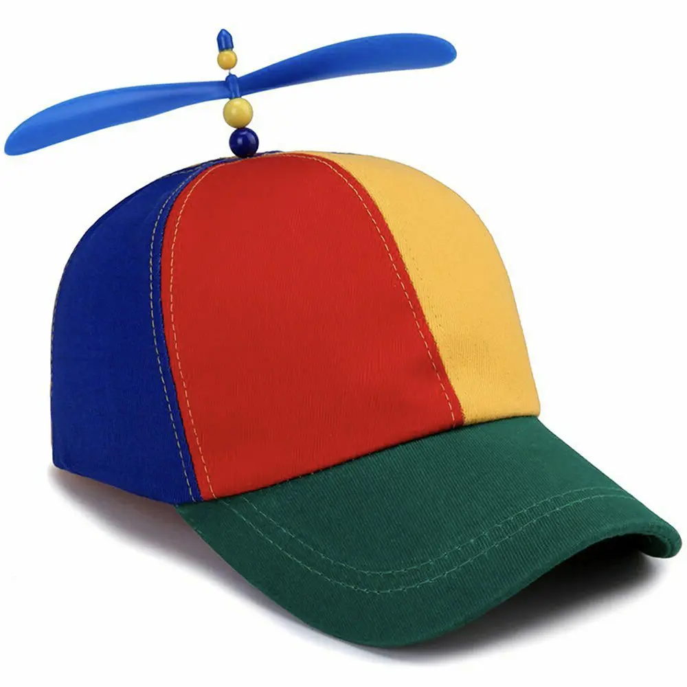 JMILYJW Unisex Cotton Rainbow Propeller Hat - Colorful, Multi-Color Sports & Outdoor Accessory, All-Season Option for School Boy Fancy Dress, Colorful Propeller Hats, Multi Color Hats