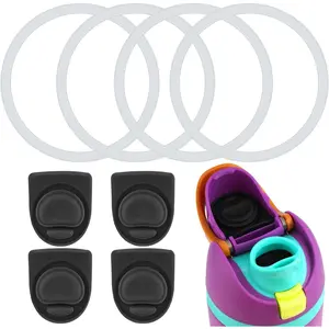 4 count Water Bottle Seal Circle & 4 count Replacement Stopper,  O Circle Lid Gasket  for  Free Sip 19oz 24oz 32oz 40oz, Cap Mouth Plug Gasket Accessories,