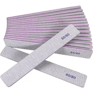 80/80 Grit Nail Files (20 Pack), Heavy Coarse Emery Boards for Acrylic Nails and Gel Nails, 80 Grits Double Sided Nail File Emory Professional Nail Filer Reusable Washable Manicure Square Gray