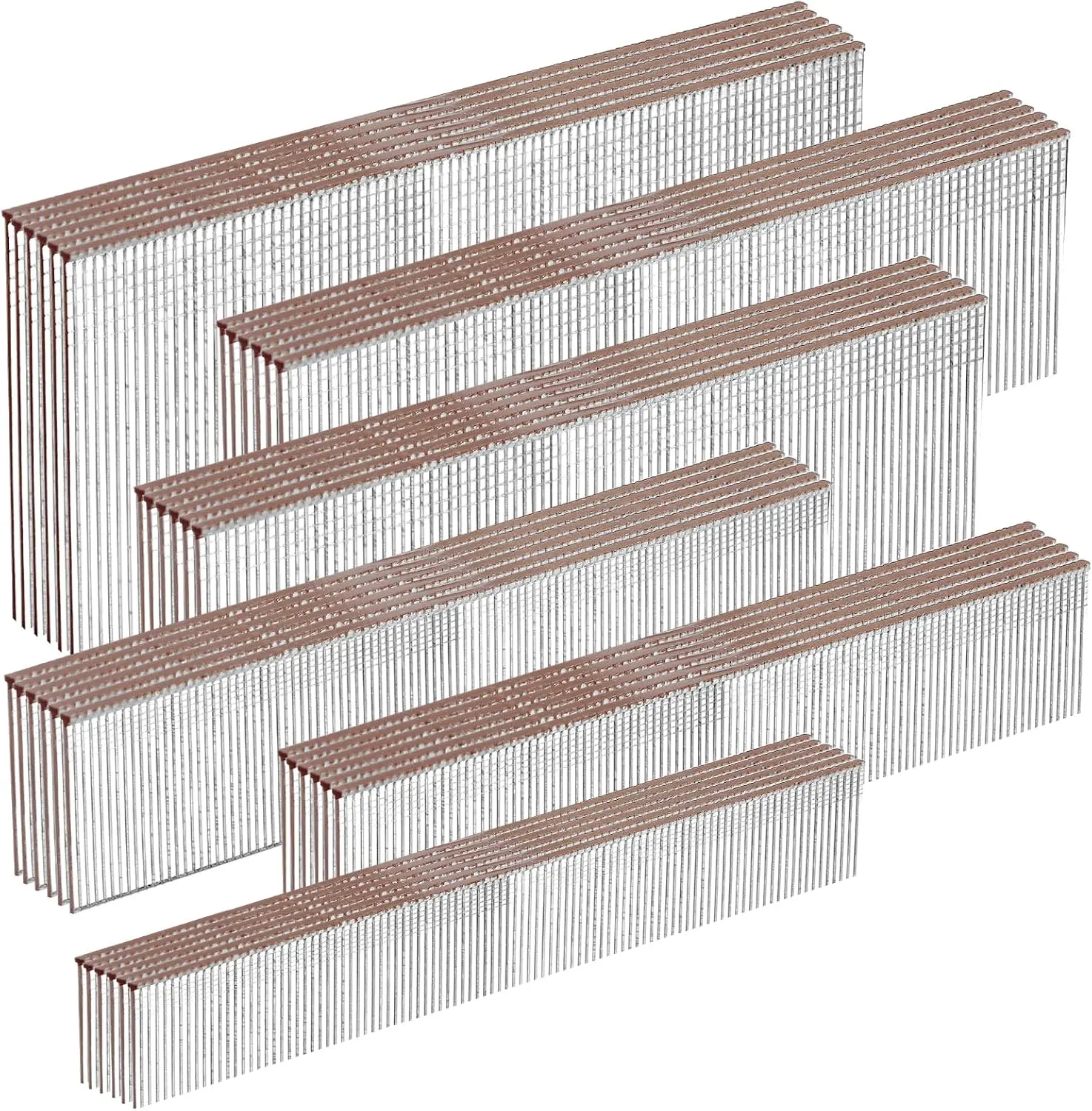 18 Gauge Galvanized Brad Nails Brown T- 6 Sizes 1600-Pack (5/8"+3/4"+1"+1-1/4"+1-1/2"+2"), Assorted Size Project Pack, for Pneumatic, Electric 18GA Brad Nailer