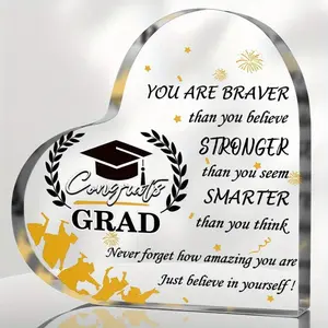Flat acrylic graduation gift, heart-shaped design, suitable for junior high, high school, and college graduations, suitable for both boys and girls, a creative decorative gift for sons and daughters.