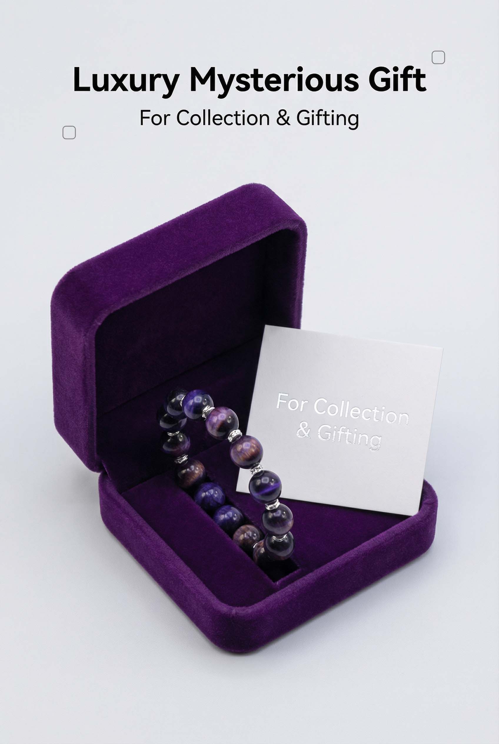 Rare Blue Purple Tiger Eye Bracelet, Elastic Fit, Wealth Attraction Spiritual Jewelry for All Hand Sizes.Gifts for Relieving Anxiety and Stress