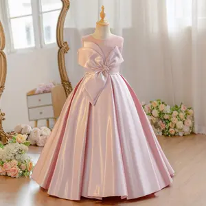 Girls Summer Satin Princess Dress | Fluffy Ruffles Birthday Party Outfit with Big Bow | Cute Kids Formal 5-12Y