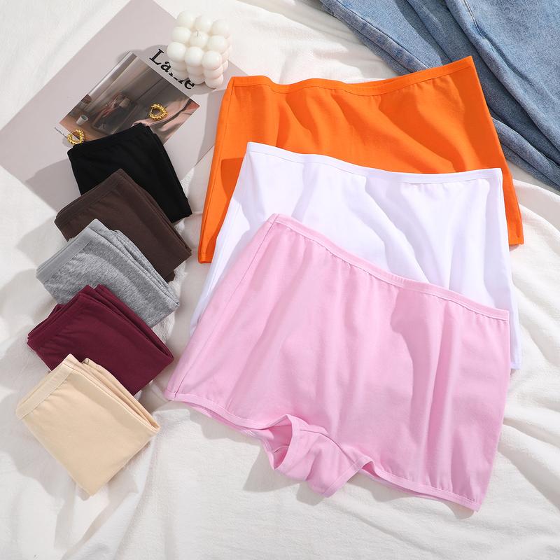 FINETOO 8Pcs Comfortable Form-Fitting Underwear Reinforced Edge Women's Underwear Womenswear Cotton Boxer Shorts Breathable Comfortable Soft Lightness