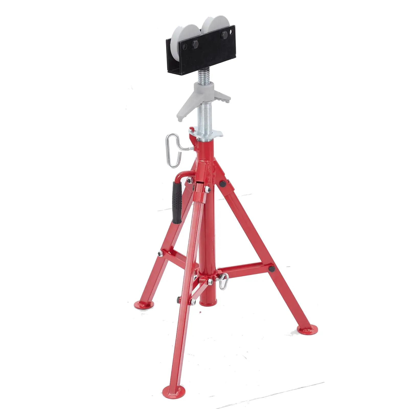 GARVEE Heavy-Duty Carbon Steel Portable Tripod Pipe Jack Stand with Roller Head, 28-52 inches Adjustable Height, 1/8"-12" Capacity, 2500lbs Load Capacity for Heavy-Duty Tasks