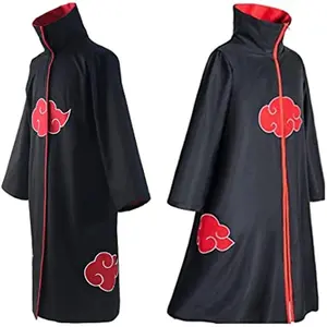Anime Akatsuki Cloak Cosplay Costume Ninja Long Robe Uniform Cape Itachi Halloween Cosplay 4Pcs for Adult Men Women