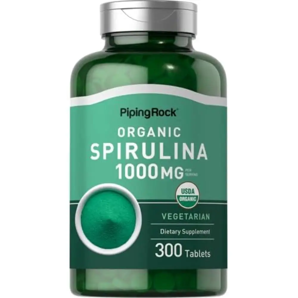Piping Rock Organic Spirulina | 1000mg | 300 Tablets | Arthrospira Platensis | Vegetarian, Non-GMO, Gluten Free Supplement