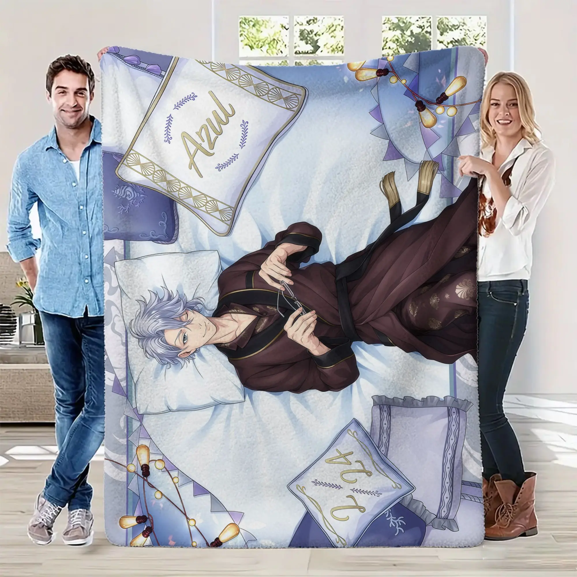 Twisted-Wonderland Anime Print Flannel Plush Blanket - Soft, Warm, Modern, Multi-Size, for Home & Car Use, Ideal for Sofa, Bedroom, Gift