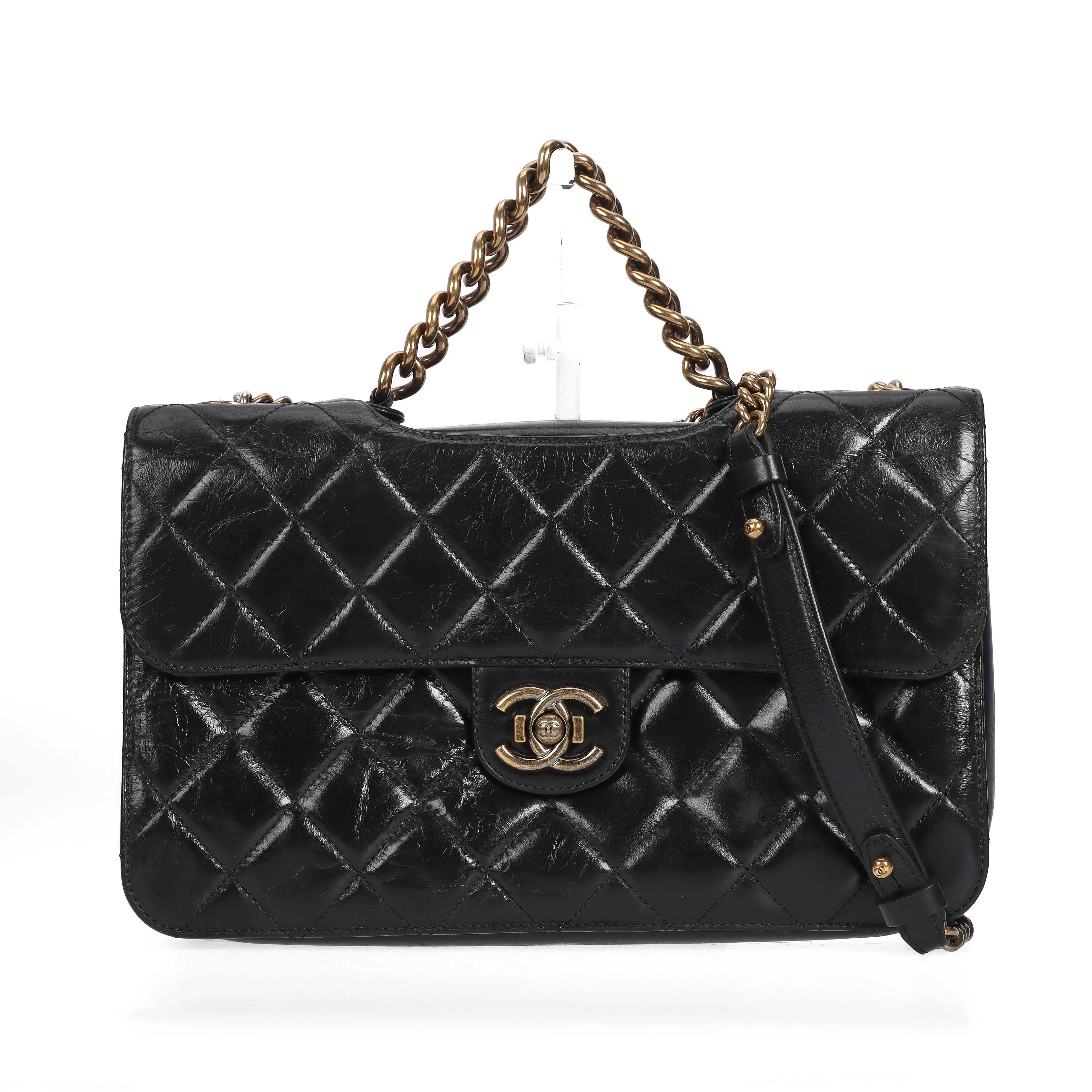 Pre-owned CHANEL Leather Shoulder Bags Classic Flap Black 70668912 hz