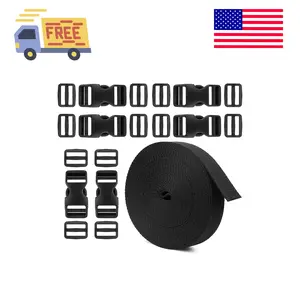 Buckle Straps 1 Inch, Webbing Straps Polypropylene 11 Yards, 6 PCS Adjustable Side Release Plastic Buckles