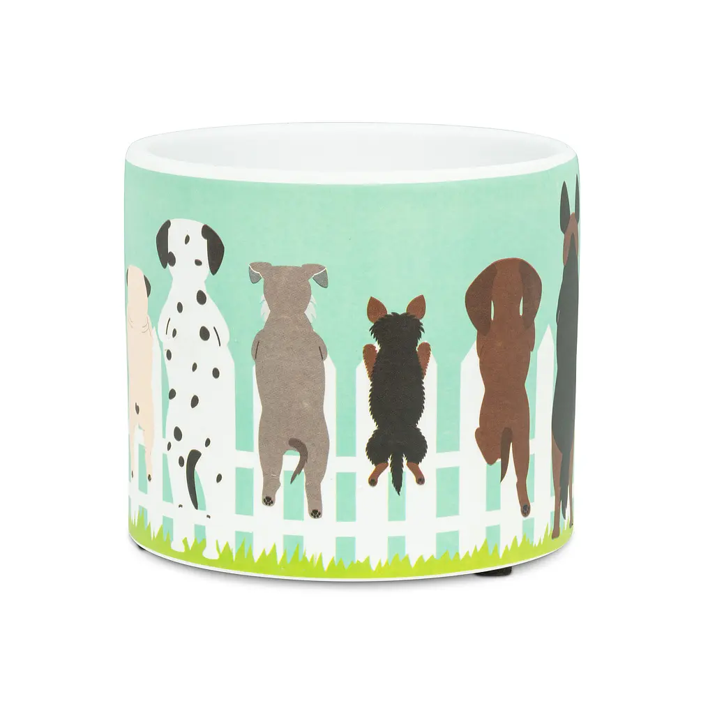 4.5 in. Dogs on Fence Planter, Turquoise - Small